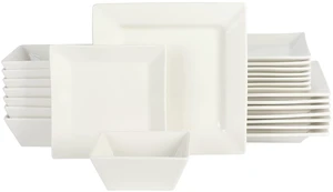 Zen Buffet Hard Square Porcelain Chip and Scratch Resistant Dinnerware Set, White, Service for 8 (24pcs) Zen Buffet Hard Square Porcelain Chip and Scratch Resistant Dinnerware Set, White, Service for 8 (24pcs)