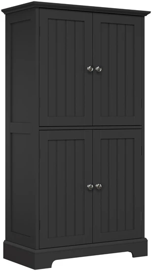 Bathroom Floor Cabinet with Adjustable Shelves | Bathroom Storage Cabinet, 4 Doors, Freestanding Cupboard for Living Room, Black Bathroom Floor Cabinet with Adjustable Shelves | Bathroom Storage Cabinet, 4 Doors, Freestanding Cupboard for Living Room, Black