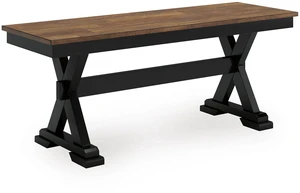 1-Piece Wood Dining Bench, 48" 2-Tone Farmhouse | Sturdy solid wood frame with mango veneer and MDF substrate seat, Space-saving 48-inch profile, Wildenauer Series 1-Piece Wood Dining Bench, 48" 2-Tone Farmhouse | Sturdy solid wood frame with mango veneer and MDF substrate seat, Space-saving 48-inch profile, Wildenauer Series