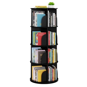 4 Tier Rotating Bookshelf Tower, Spinning Bookcase Lazy Susan, Revolving 360 Book Shelf Storage Round Carousel, Vertical Rotate Turning Spiral Corner Organizer, Black 4 Tier Rotating Bookshelf Tower, Spinning Bookcase Lazy Susan, Revolving 360 Book Shelf Storage Round Carousel, Vertical Rotate Turning Spiral Corner Organizer, Black