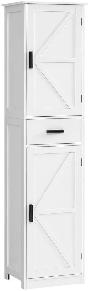 Tall Bathroom Cabinet, Storage Cabinet with 6 Shelves & Drawer, Bathroom Storage Cabinet with Adjustable Shelves, Tall Cabinet for Living Room, Home Office, White Tall Bathroom Cabinet, Storage Cabinet with 6 Shelves & Drawer, Bathroom Storage Cabinet with Adjustable Shelves, Tall Cabinet for Living Room, Home Office, White