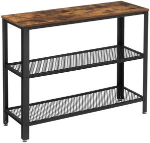 40" Industrial Console Table, 3 Tier, Narrow Entryway Table | Sofa Table with Storage Shelf for Living Room, Hallway, Bedroom, 13.8 x 40 x 31.5 Inches, Rustic Brown and Black, ULNT81BX 40" Industrial Console Table, 3 Tier, Narrow Entryway Table | Sofa Table with Storage Shelf for Living Room, Hallway, Bedroom, 13.8 x 40 x 31.5 Inches, Rustic Brown and Black, ULNT81BX