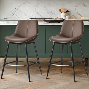 Bar Stools Set of 2, Counter Height, with Back, 24.8-Inch | PU Leather, Ergonomic Backrest, Metal Legs, for Kitchen Island, Easy Assembly, Coffee Brown, LYNA Collection ULBC088K02 Bar Stools Set of 2, Counter Height, with Back, 24.8-Inch | PU Leather, Ergonomic Backrest, Metal Legs, for Kitchen Island, Easy Assembly, Coffee Brown, LYNA Collection ULBC088K02