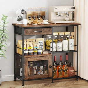 33.31''x14.25'' Coffee Bar Cabinet - Large Farmhouse Coffee Stand Station Multi-Purpose Buffet Sideboard Cabinet with Drawers - Kitchen Bar Table for Living Room, Small Space, Espresso 33.31''x14.25'' Coffee Bar Cabinet - Large Farmhouse Coffee Stand Station Multi-Purpose Buffet Sideboard Cabinet with Drawers - Kitchen Bar Table for Living Room, Small Space, Espresso
