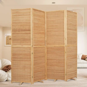 Room Divider Folding Privacy Screens,Hand-Made Natural Bamboo Room Dividers | Freestanding & 2-in-1 Function, Effortless Setup, 4 Panel Wall Divider(67''Hx70.8''W),Portable Room Partitions Room Divider Folding Privacy Screens,Hand-Made Natural Bamboo Room Dividers | Freestanding & 2-in-1 Function, Effortless Setup, 4 Panel Wall Divider(67''Hx70.8''W),Portable Room Partitions