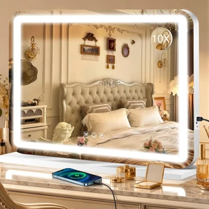 32"x24" Vanity Mirror with Lights, Led Makeup Mirror, Lighted Makeup Mirror with 3 Color Dimmable Lights, Smart Touch Screen Control, Aluminum Metal Frame,USB Charging Port 32"x24" Vanity Mirror with Lights, Led Makeup Mirror, Lighted Makeup Mirror with 3 Color Dimmable Lights, Smart Touch Screen Control, Aluminum Metal Frame,USB Charging Port