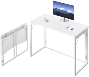 40" White Folding Desk, No Assembly, Wooden Top, Middle Size | Foldable Desk for Work, Study, Writing | Ergonomic, Safe Corners | Hold 150 lbs, Foldable Table Built to Last | Glossy Top 40" White Folding Desk, No Assembly, Wooden Top, Middle Size | Foldable Desk for Work, Study, Writing | Ergonomic, Safe Corners | Hold 150 lbs, Foldable Table Built to Last | Glossy Top