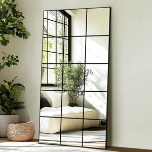 Window Pane Full Length Mirror 28"x55" Large Window Wall Mirror Black | Metal Framed Wall Decor, Wall Mounted, Hanging or Leaning for Bedroom, Living Room, Entryway, Dining Room, Home Wall Decor Window Pane Full Length Mirror 28"x55" Large Window Wall Mirror Black | Metal Framed Wall Decor, Wall Mounted, Hanging or Leaning for Bedroom, Living Room, Entryway, Dining Room, Home Wall Decor