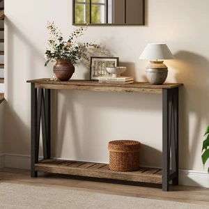 Farmhouse Console Table, Narrow Sofa Table for Entryway, 40 Inch | Rustic Entryway Table for Living Room, Hallway, Rustic Oak & Black Farmhouse Console Table, Narrow Sofa Table for Entryway, 40 Inch | Rustic Entryway Table for Living Room, Hallway, Rustic Oak & Black