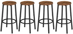 Bar Stools, Set of 4 Bar Chairs, Kitchen Round Height Stools with Footrest, Breakfast Bar Stools, Sturdy Steel Frame, for Dining Room, Kitchen, Party, Easy Assembly, Rustic Brown BF03BYP401N1 Bar Stools, Set of 4 Bar Chairs, Kitchen Round Height Stools with Footrest, Breakfast Bar Stools, Sturdy Steel Frame, for Dining Room, Kitchen, Party, Easy Assembly, Rustic Brown BF03BYP401N1