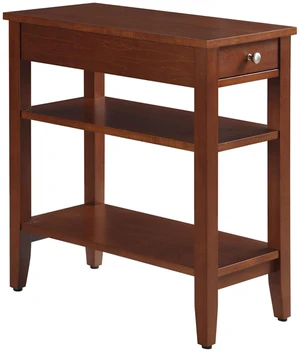 American Heritage Chairside End Table 23.25" - Classic Narrow Side Accent with Storage Drawer & Shelves for Modern Living Room or Transitional Bedroom Nightstand, Cherry American Heritage Chairside End Table 23.25" - Classic Narrow Side Accent with Storage Drawer & Shelves for Modern Living Room or Transitional Bedroom Nightstand, Cherry