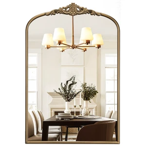 Vintage Gold Mirror, 24"x36" Antique Gold Bathroom Arched Mirrors | Wall Ornate Arch Brass Baroque Mirror Over Sink, Bedroom, Fireplace, Entryway, Living Room, Vantiy, Hanging or Leaning Vintage Gold Mirror, 24"x36" Antique Gold Bathroom Arched Mirrors | Wall Ornate Arch Brass Baroque Mirror Over Sink, Bedroom, Fireplace, Entryway, Living Room, Vantiy, Hanging or Leaning