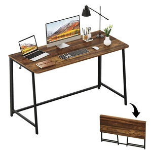 Folding Desk, 47.2" Foldable Computer Table for Small Spaces, Walnut | Easy Assembly and Fold, Sturdy Home office desks for Study Bedroom Dorm Space Saving Writing Work Apartment Folding Desk, 47.2" Foldable Computer Table for Small Spaces, Walnut | Easy Assembly and Fold, Sturdy Home office desks for Study Bedroom Dorm Space Saving Writing Work Apartment