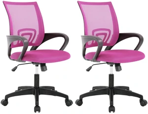 Ergonomic Office Chair | Mid-Back Swivel Desk Chair | Breathable Backrest & Lumbar Support | Adjustable Height | Sponge Seat | Rolling Wheels | Pink | for Adults & Women | Pack of 2 Ergonomic Office Chair | Mid-Back Swivel Desk Chair | Breathable Backrest & Lumbar Support | Adjustable Height | Sponge Seat | Rolling Wheels | Pink | for Adults & Women | Pack of 2