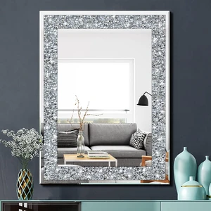 Crystal Crush Diamond Rectangle Silver Mirror for Wall Decoration 24x32inch Wall Hang Frameless Mirror Acrylic Diamond Decor. Crystal Crush Diamond Rectangle Silver Mirror for Wall Decoration 24x32inch Wall Hang Frameless Mirror Acrylic Diamond Decor.