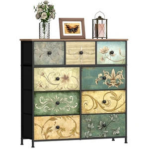 Dresser with Drawers for Bedroom Chest of Drawers Fabric Dresser for Closet,Nursery Entryway Hall Tree TV Stand for Living Room Retro Floral Pattern Drawers Wooden Top (9 Drawers) Dresser with Drawers for Bedroom Chest of Drawers Fabric Dresser for Closet,Nursery Entryway Hall Tree TV Stand for Living Room Retro Floral Pattern Drawers Wooden Top (9 Drawers)