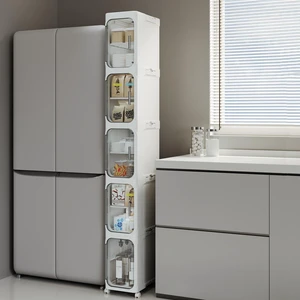 5-Tier Tall Slim Narrow Bathroom Storage Cabinet, White | Tool Free Assembly, Adjustable Shelves, Fits for Narrow Spaces, Reinforced Stability, Magnetic Clear Door 5-Tier Tall Slim Narrow Bathroom Storage Cabinet, White | Tool Free Assembly, Adjustable Shelves, Fits for Narrow Spaces, Reinforced Stability, Magnetic Clear Door