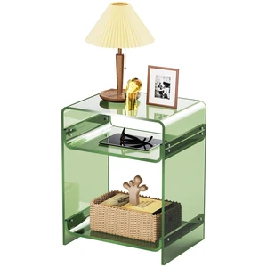 Acrylic End Table Record Player Table with Storage Shelf Clear Side Table Nightstand (15.7x19.7x11.8) (Green) Acrylic End Table Record Player Table with Storage Shelf Clear Side Table Nightstand (15.7x19.7x11.8) (Green)