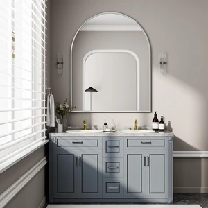 36"x48" Arch Bathroom Wall Mirror, Silver | Wall Mounted Vanity Metal Frame Mirror for Bedroom, Entryway, Living Room, Fireplace 36"x48" Arch Bathroom Wall Mirror, Silver | Wall Mounted Vanity Metal Frame Mirror for Bedroom, Entryway, Living Room, Fireplace