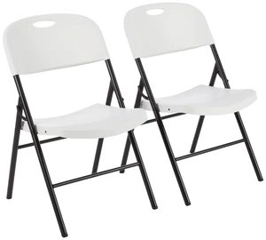 Portable Folding Plastic Chair with Back Support, Easy to Fold and Store, 350-Pound Capacity, White, 2-Pack Portable Folding Plastic Chair with Back Support, Easy to Fold and Store, 350-Pound Capacity, White, 2-Pack