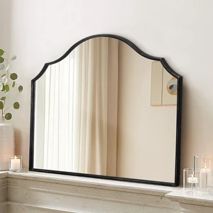 Black Wooden Vanity Mirror: 32"x24" Bathroom Mirrors for Over Sink | Scalloped Modern Minimalist Decorative Wall Mirror for Dresser/Mantel/Bedroom/Entryway/Fireplace/Nightstand/Dining Room Black Wooden Vanity Mirror: 32"x24" Bathroom Mirrors for Over Sink | Scalloped Modern Minimalist Decorative Wall Mirror for Dresser/Mantel/Bedroom/Entryway/Fireplace/Nightstand/Dining Room