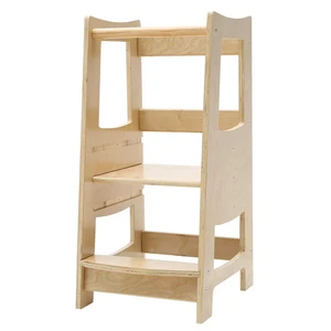 Toddler Kitchen Step Stool with Safety Rail Kids Wooden Standing Tower for Kitchen Counter and Bathroom Sink, 3 Heights Adjustable Step Up Stool Mothers' Helper, Solid Wood Construction, Natural Toddler Kitchen Step Stool with Safety Rail Kids Wooden Standing Tower for Kitchen Counter and Bathroom Sink, 3 Heights Adjustable Step Up Stool Mothers' Helper, Solid Wood Construction, Natural