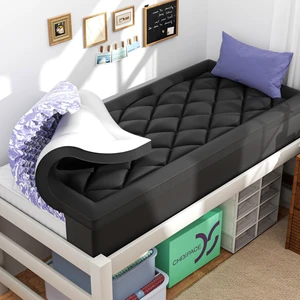 Dorm Room Essentials Dual Layer 4 Inch Memory Foam Mattress Topper Twin XL | 2 Inch Gel Memory Foam and 2 Inch Pillow Top Mattress Pad for Back to School 7-Zone Egg Crate & 2-in-1 Design (Black-White) Dorm Room Essentials Dual Layer 4 Inch Memory Foam Mattress Topper Twin XL | 2 Inch Gel Memory Foam and 2 Inch Pillow Top Mattress Pad for Back to School 7-Zone Egg Crate & 2-in-1 Design (Black-White)