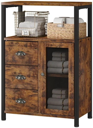 Bathroom Storage Cabinet Organizer with 3 Drawers and 1 Door | Freestanding Bathroom Cabinet for Kitchen, Living Room, Home Office Bathroom Storage Cabinet Organizer with 3 Drawers and 1 Door | Freestanding Bathroom Cabinet for Kitchen, Living Room, Home Office