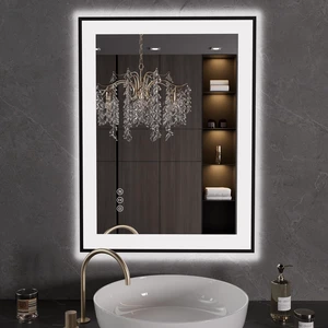 24"X32" LED Bathroom Mirror Black Framed | Anti-Fog, Dimmable, Memory Function, Tempered Glass, Lighted Vanity Mirror for Wall 24"X32" LED Bathroom Mirror Black Framed | Anti-Fog, Dimmable, Memory Function, Tempered Glass, Lighted Vanity Mirror for Wall