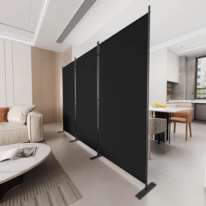 3 Panels Room Divider, 6 Ft Tall Indoor Folding Privacy Screen, Portable Partition Separator, Freestanding Separation Temporary Wall for Office, Bedroom, 102" W X 71" H, Black 3 Panels Room Divider, 6 Ft Tall Indoor Folding Privacy Screen, Portable Partition Separator, Freestanding Separation Temporary Wall for Office, Bedroom, 102" W X 71" H, Black
