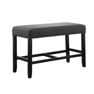 Biony Fabric Counter Height Dining Bench with Nailhead Trim, Grey Biony Fabric Counter Height Dining Bench with Nailhead Trim, Grey