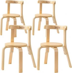 Wooden Kids Chair, Toddler Chair for Table, Kids Stackable Chairs, Kid Wooden Furniture for Family/Playroom/ClassroomSet of 4-Natural Wood Wooden Kids Chair, Toddler Chair for Table, Kids Stackable Chairs, Kid Wooden Furniture for Family/Playroom/ClassroomSet of 4-Natural Wood