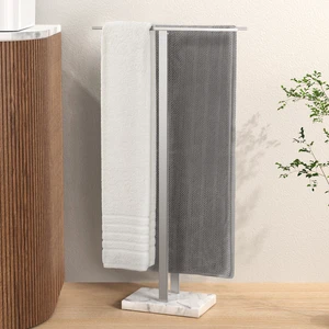 Standing Towel Rack, 37" H, 18/8 Stainless Steel & Marble Base Polished | Polished Finish, Equal-Height Rods, Heavy Base (8.23 Lbs), Anti-Slip Pads, Fits Towels Up To 70" Standing Towel Rack, 37" H, 18/8 Stainless Steel & Marble Base Polished | Polished Finish, Equal-Height Rods, Heavy Base (8.23 Lbs), Anti-Slip Pads, Fits Towels Up To 70"