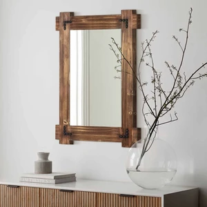 Rustic Wood Bathroom Mirror 30x20 Inch, Farmhouse Vanity Mirror | Western barn wood accent for half bath, powder room, hallway or above the sink Rustic Wood Bathroom Mirror 30x20 Inch, Farmhouse Vanity Mirror | Western barn wood accent for half bath, powder room, hallway or above the sink