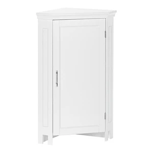 Somerset Bathroom Corner Floor Linen Storage Cabinet, White | Bath Organizer with Adjustable Interior Shelf, Door, Two-Tone Handle, Coved Top Detailing, Painted MDF, Laundry Storage Somerset Bathroom Corner Floor Linen Storage Cabinet, White | Bath Organizer with Adjustable Interior Shelf, Door, Two-Tone Handle, Coved Top Detailing, Painted MDF, Laundry Storage