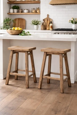 Backless Saddle Counter Stools - Weathered Barn - Set of 2 Backless Saddle Counter Stools - Weathered Barn - Set of 2