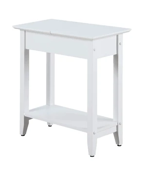 American Heritage Flip Top End Table 23.25" - Classic Narrow Chairside Accent with Hidden Storage & Lower Shelf for Traditional, Modern Living Room, White American Heritage Flip Top End Table 23.25" - Classic Narrow Chairside Accent with Hidden Storage & Lower Shelf for Traditional, Modern Living Room, White