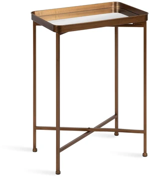 Celia Modern Mirrored Tray Side Table, 18 x 12 x 26, Dark Bronze, Foldable Rectangular End Table for Storage and Display Celia Modern Mirrored Tray Side Table, 18 x 12 x 26, Dark Bronze, Foldable Rectangular End Table for Storage and Display