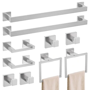 10-Piece Bathroom Hardware Accessories Set Brushed Nickel Towel Bar Holder Set SUS304 Stainless Steel Towel Racks for Bathroom Wall Mounted, 23.6-Inch 10-Piece Bathroom Hardware Accessories Set Brushed Nickel Towel Bar Holder Set SUS304 Stainless Steel Towel Racks for Bathroom Wall Mounted, 23.6-Inch