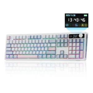 TH108 V2 PRO Full Size Mechanical Keyboard with Screen&Knob | 10000mAh, BT/2.4Ghz, Mac Modifier PBT Keycap, RGB, Gasket, Wireless Gaming Keyboard for Mac/PC (Blue, Creamy Jade) TH108 V2 PRO Full Size Mechanical Keyboard with Screen&Knob | 10000mAh, BT/2.4Ghz, Mac Modifier PBT Keycap, RGB, Gasket, Wireless Gaming Keyboard for Mac/PC (Blue, Creamy Jade)