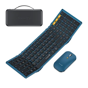 XKM01 Full-Size Foldable Keyboard Mouse Combo for Travel, Blue | 105-key keyboard, slim mouse, hard case and phone stand; 3-device Bluetooth & 2.4G switching, for travel office use XKM01 Full-Size Foldable Keyboard Mouse Combo for Travel, Blue | 105-key keyboard, slim mouse, hard case and phone stand; 3-device Bluetooth & 2.4G switching, for travel office use