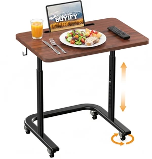 Height Adjustable TV Tray Table with Wheels for Couch or Sofa | Rolling TV dinner tray for eating on couch,bed,or recliner;height adjustable laptop desk for meals,snacks,and work Brown Height Adjustable TV Tray Table with Wheels for Couch or Sofa | Rolling TV dinner tray for eating on couch,bed,or recliner;height adjustable laptop desk for meals,snacks,and work Brown