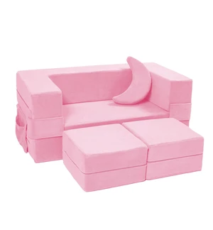 Modular Kids Sofa,Toddler Couch Foam Armchair for Kids, Children Convertible Plush Sofa Play Set,Fold Out SofaBed(Pink) Modular Kids Sofa,Toddler Couch Foam Armchair for Kids, Children Convertible Plush Sofa Play Set,Fold Out SofaBed(Pink)