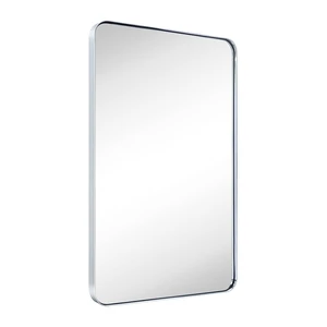 20x30 inch Chrome Stainless Steel Metal Framed Bathroom Mirror Wall Mounted Rounded Rectangular Bathroom Vanity Mirror 20x30 inch Chrome Stainless Steel Metal Framed Bathroom Mirror Wall Mounted Rounded Rectangular Bathroom Vanity Mirror