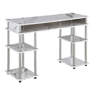 Designs2Go No Tools Desk Home Office Desk with Shelves, Corner Shelf Vanity Desk Computer Desk Nail Table for Nail Tech - 47.25" L x 15.75" W x 30" H, White Faux Marble Designs2Go No Tools Desk Home Office Desk with Shelves, Corner Shelf Vanity Desk Computer Desk Nail Table for Nail Tech - 47.25" L x 15.75" W x 30" H, White Faux Marble