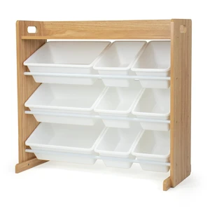 Kids Toy Organizer with Display Shelf, 9 Bins, 3 Tier Storage | Sturdy wood and steel toddler shelf, removable BPA-free containers, wall anchor anti-tip safety kit for bedroom or classroom Kids Toy Organizer with Display Shelf, 9 Bins, 3 Tier Storage | Sturdy wood and steel toddler shelf, removable BPA-free containers, wall anchor anti-tip safety kit for bedroom or classroom