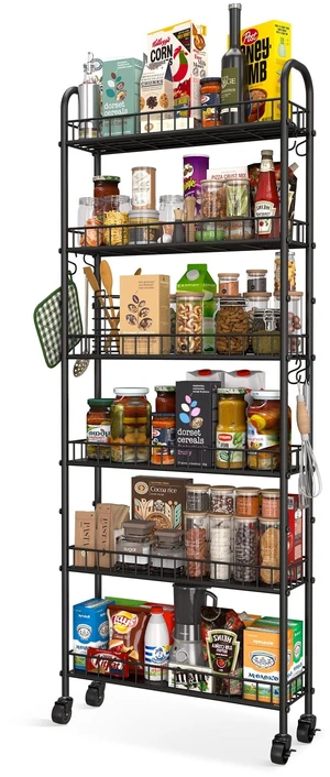 Slim Rolling Storage Cart with Wheels, Metal 6 Tier Spice Rack Mobile Shelving Unit Organizer Kitchen Utility Cart for Office Bathroom Kitchen Laundry Room Narrow Places (6inches) Slim Rolling Storage Cart with Wheels, Metal 6 Tier Spice Rack Mobile Shelving Unit Organizer Kitchen Utility Cart for Office Bathroom Kitchen Laundry Room Narrow Places (6inches)