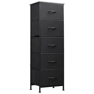 Tall Dresser for Bedroom, 5 Drawer Dresser, Charcoal Black | 5 vertical fabric drawers, Tall vertical design, Bedroom or closet use, Dresser for small spaces, Chest of drawers Tall Dresser for Bedroom, 5 Drawer Dresser, Charcoal Black | 5 vertical fabric drawers, Tall vertical design, Bedroom or closet use, Dresser for small spaces, Chest of drawers
