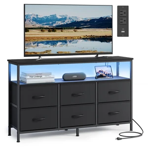 Dresser for Bedroom, Wide Dresser with 6 Drawers & Open Shelf | TV Stand for TVs Up to 55 Inches, Chest of Drawers for Closet & Living Room, Ink Black, BELLAH Collection ULGS833BH02S Dresser for Bedroom, Wide Dresser with 6 Drawers & Open Shelf | TV Stand for TVs Up to 55 Inches, Chest of Drawers for Closet & Living Room, Ink Black, BELLAH Collection ULGS833BH02S