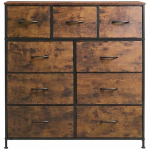 Tall Dresser for Bedroom, 9 Drawer Chest of Drawers, Rustic Brown | 9 roomy fabric drawers, Tall storage design, Bedroom or closet use, Sturdy steel frame, Smooth wood tabletop Tall Dresser for Bedroom, 9 Drawer Chest of Drawers, Rustic Brown | 9 roomy fabric drawers, Tall storage design, Bedroom or closet use, Sturdy steel frame, Smooth wood tabletop